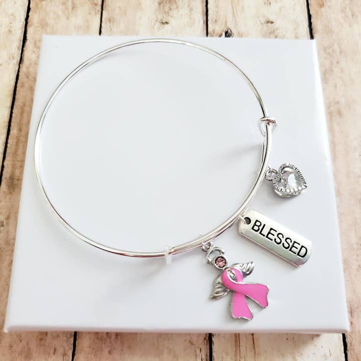 Tots And Tumblers Art – wholesale Berlockarmband – Bröstcancer medvetenhet välsignade Charm armband