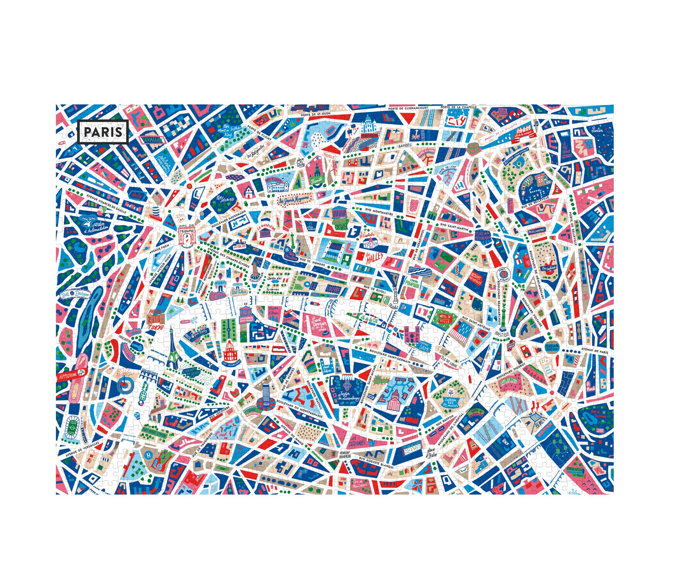 Image Republic - Wholesale Puzzle - Adult - CORBINEAU PARIS DAY MAP PUZZLE 48x68 cm2