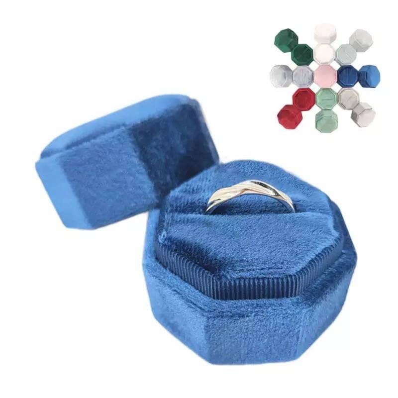 Zakka - Venta al por mayor Joyero/organizador de joyas - Caja de anillo hexagonal individual de terciopelo premium en 3 colores para boda3
