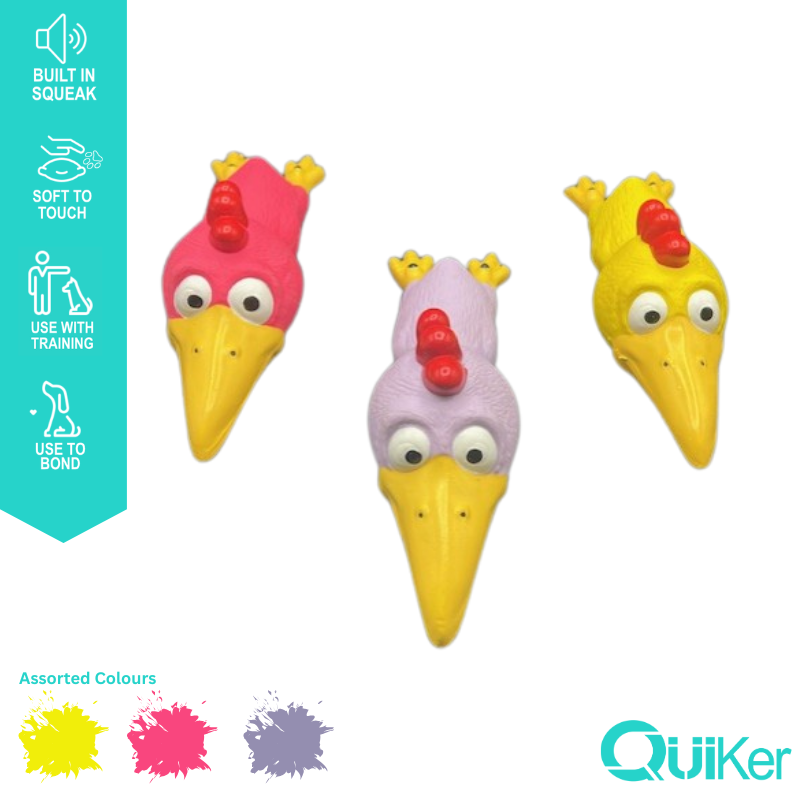 Quiker Pet Products – wholesale Pet squeaky toy – Dog – Latex Squeaky Big Head Chicken Dog Toy - 72pk1