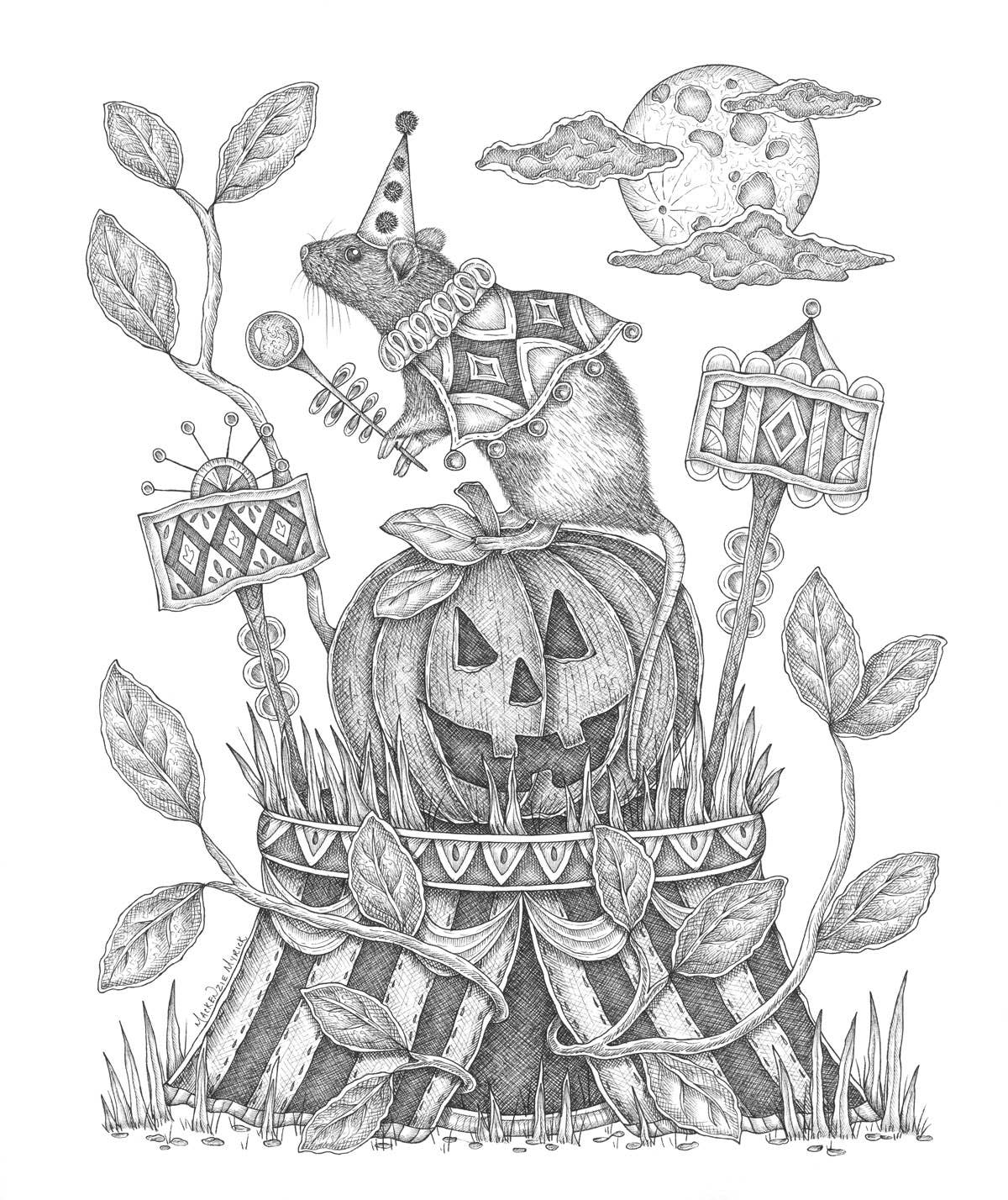 Mackenzie Myrick Studio - Vente Carte de vœux classique - Le cirque de la pleine lune | Carte de voeux3