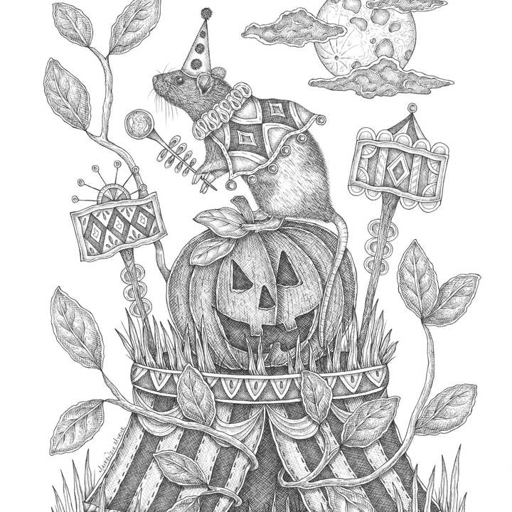 Mackenzie Myrick Studio - Vente Carte de vœux classique - Le cirque de la pleine lune | Carte de voeux3