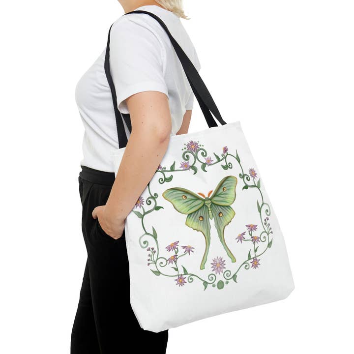 Luna Moth AOP Tote Bag for wholesale by Art By: Julianna McPherson
