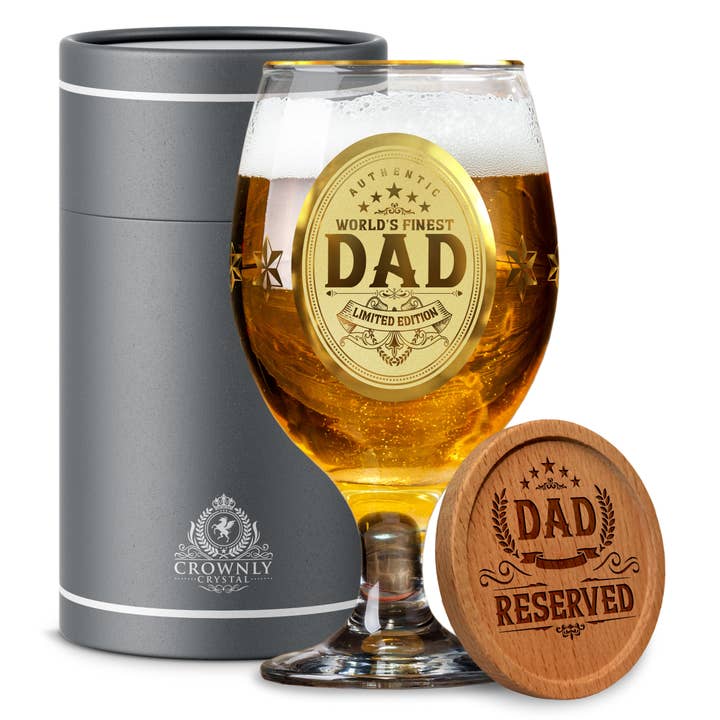 KIES HOME - Wholesale Beer glass/mug - Dad Beer Glasses Personalised Gift 14 oz.