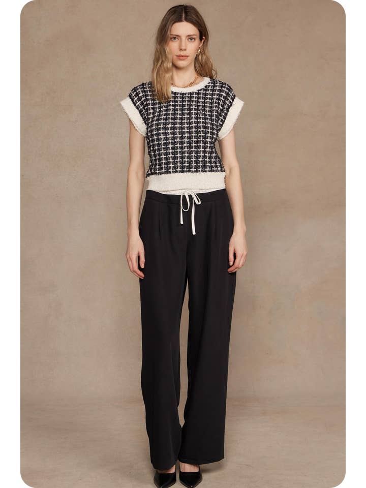 Strut & Bolt - Wholesale Blouse - Women's - Sleeveless Check Tweed Knit Sweater Top3