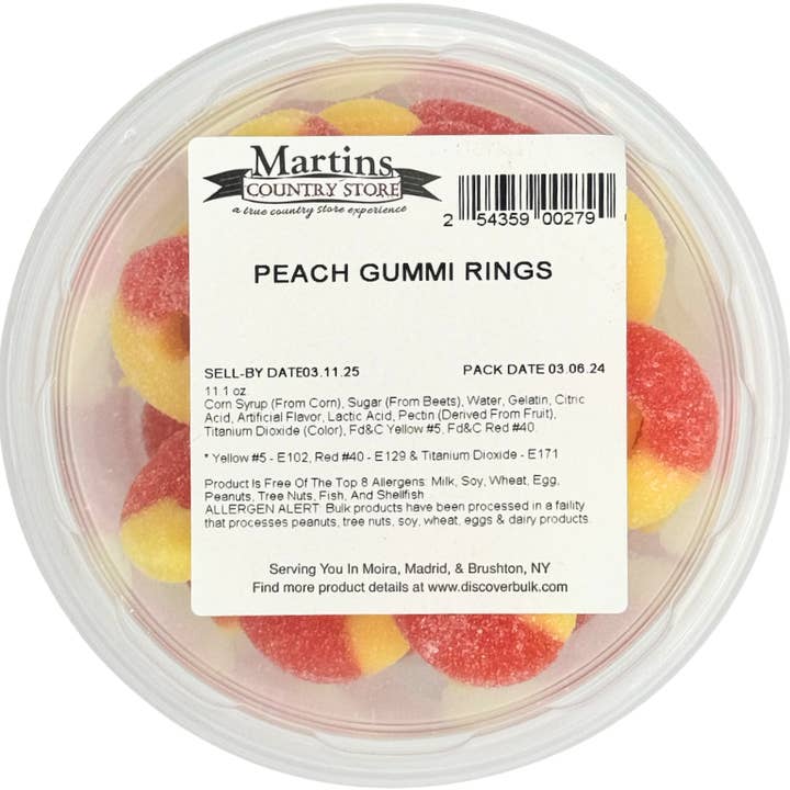 Martin's Country Store LLC - Wholesale Gummy - PEACH GUMMY RINGS 11oz3