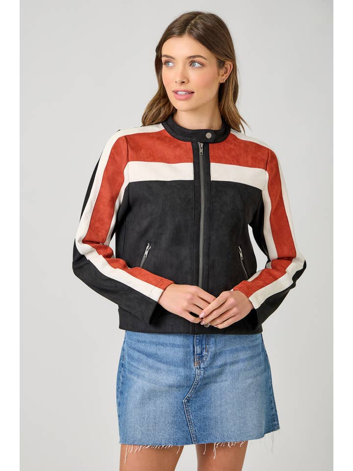 Mystree – wholesale Jacket – Women's – 60861 Color Blocked Moto Jacket10