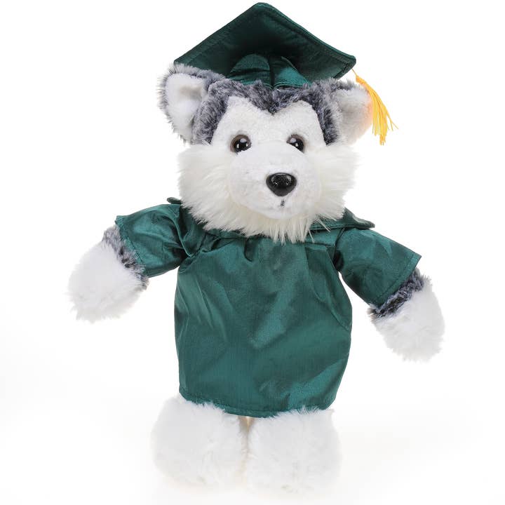 Plushland - Wholesale Stuffed/Plush Toy - Kids & Baby - 11″ Personalized Graduation Husky Plush in Custom Cap & Gown1