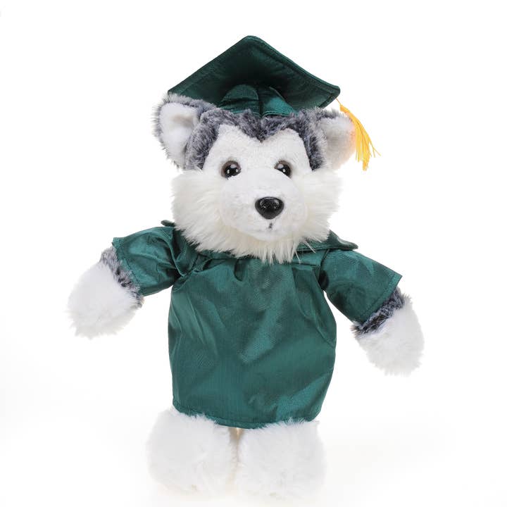 Plushland - Wholesale Stuffed/Plush Toy - Kids & Baby - Graduation Animals--Husky 11" with custom imprint1