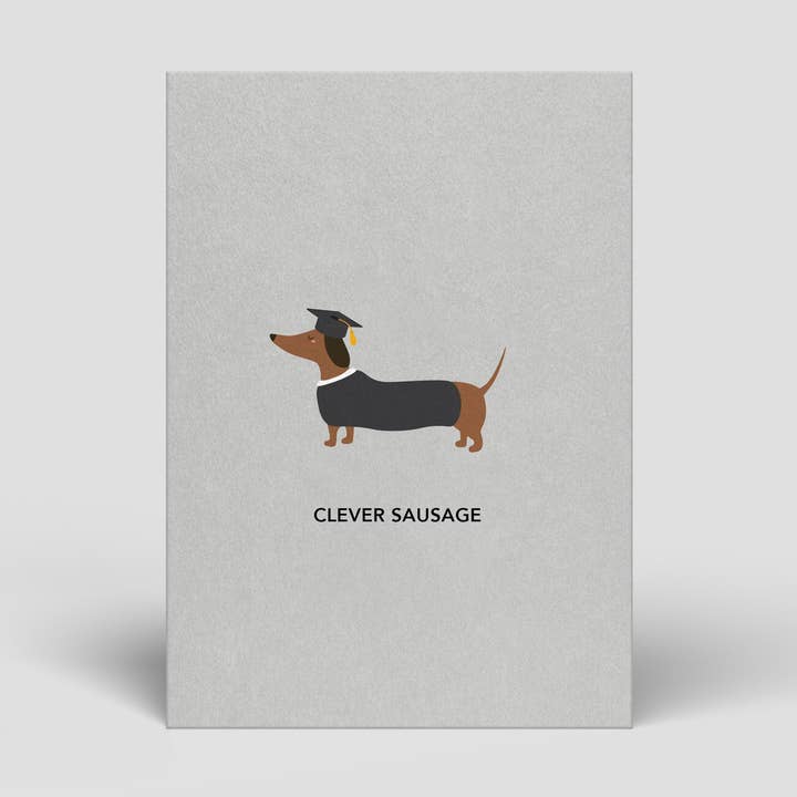 Carte postale - Teckel pour la remise des diplômes - N° 302 pour la vente par Naturbedacht