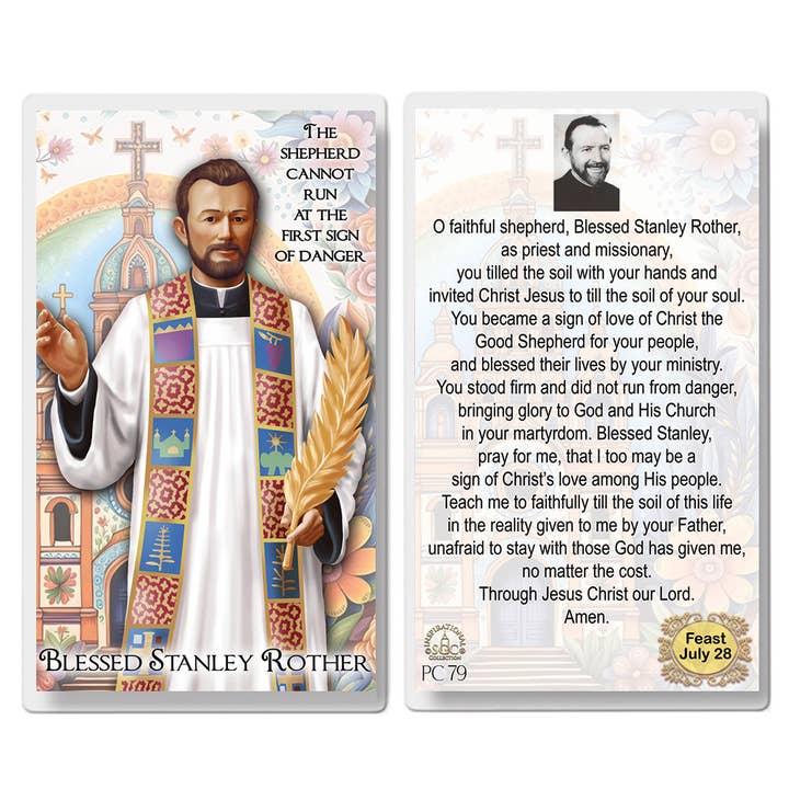 Gebetskarte des seligen Stanley Rother für den Großhandel von The Saints Collection