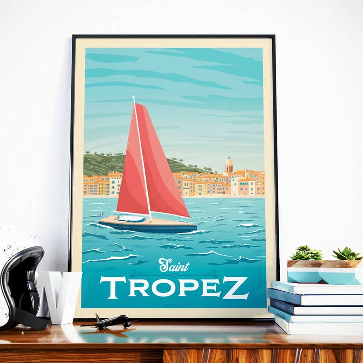 Saint-Tropez Côte d'Azur Travel Poster - France for wholesale by Olahoop Travel Posters