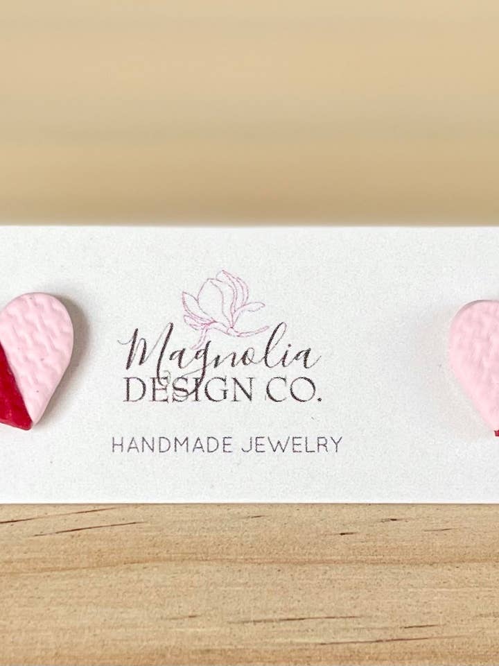Pink and Red Heart Stud for wholesale by Magnolia Design Company