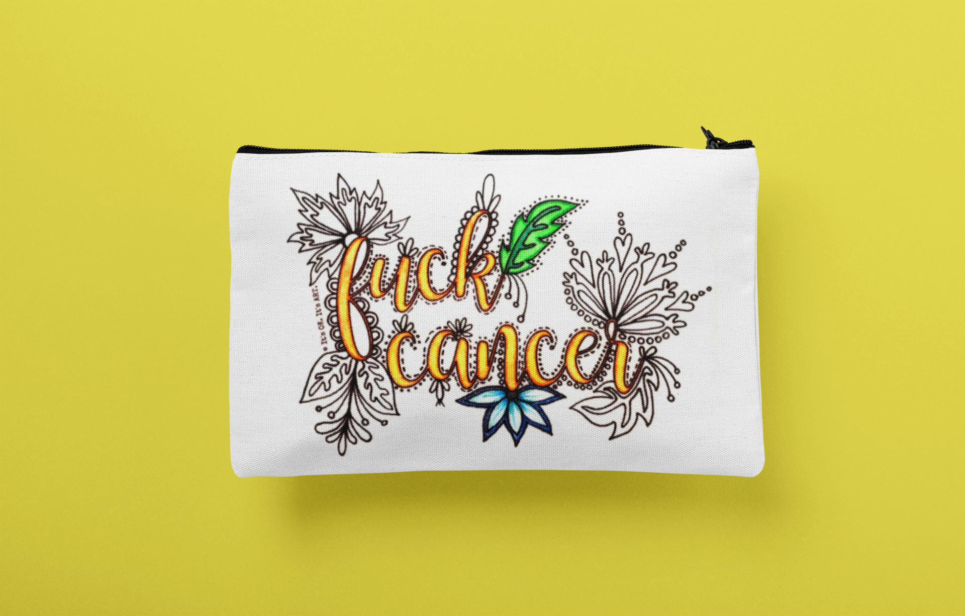 It's OK. It's ART. - Wholesale Pouch - Women's - Fuck Cancer Travel Zip Pouch1