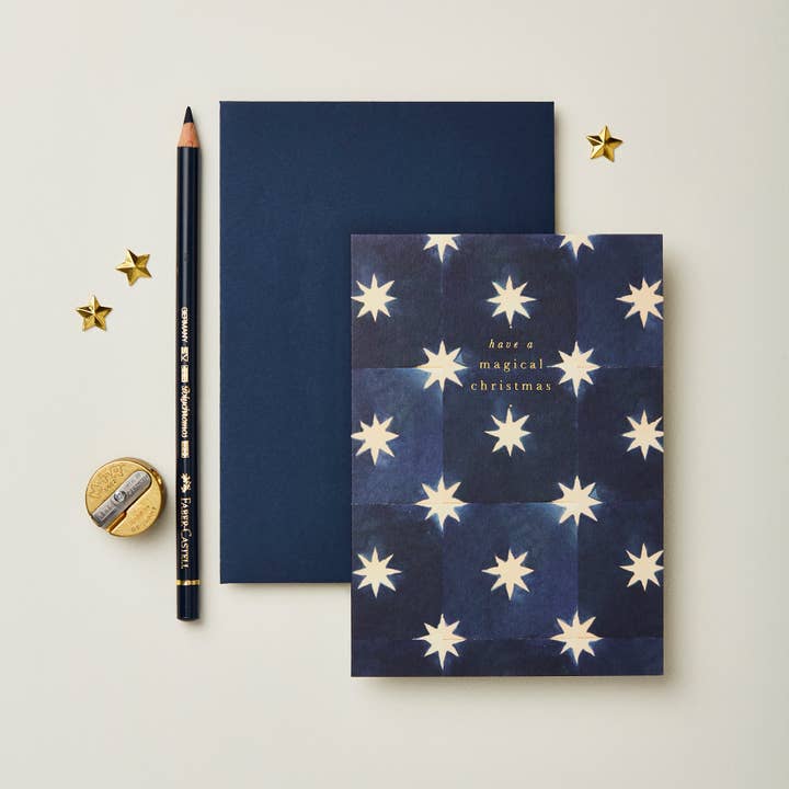 Wanderlust Paper Co - Wholesale Christmas Card - Navy Stars 'Magical Christmas' Card