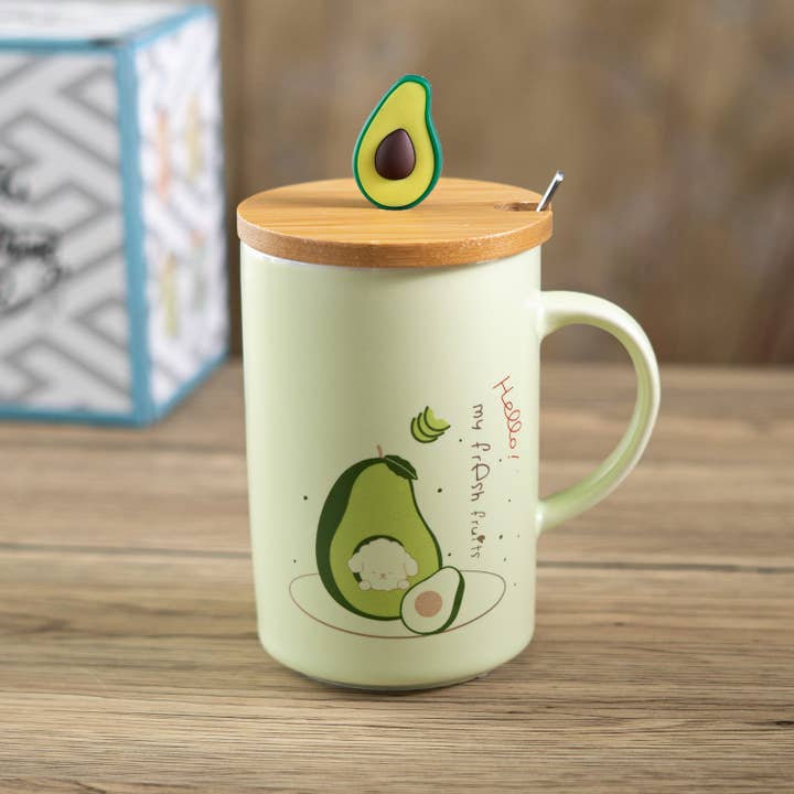 Urban Tokyo - Wholesale Coffee Mug - Avocado 12oz Mug With Lid and Spoon (10/30)3