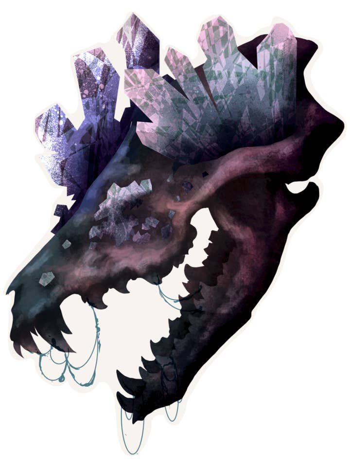 Spooky Crystalized Animal Skull Glossy Vinyl Sticker for wholesale by Lil Biscuits Design