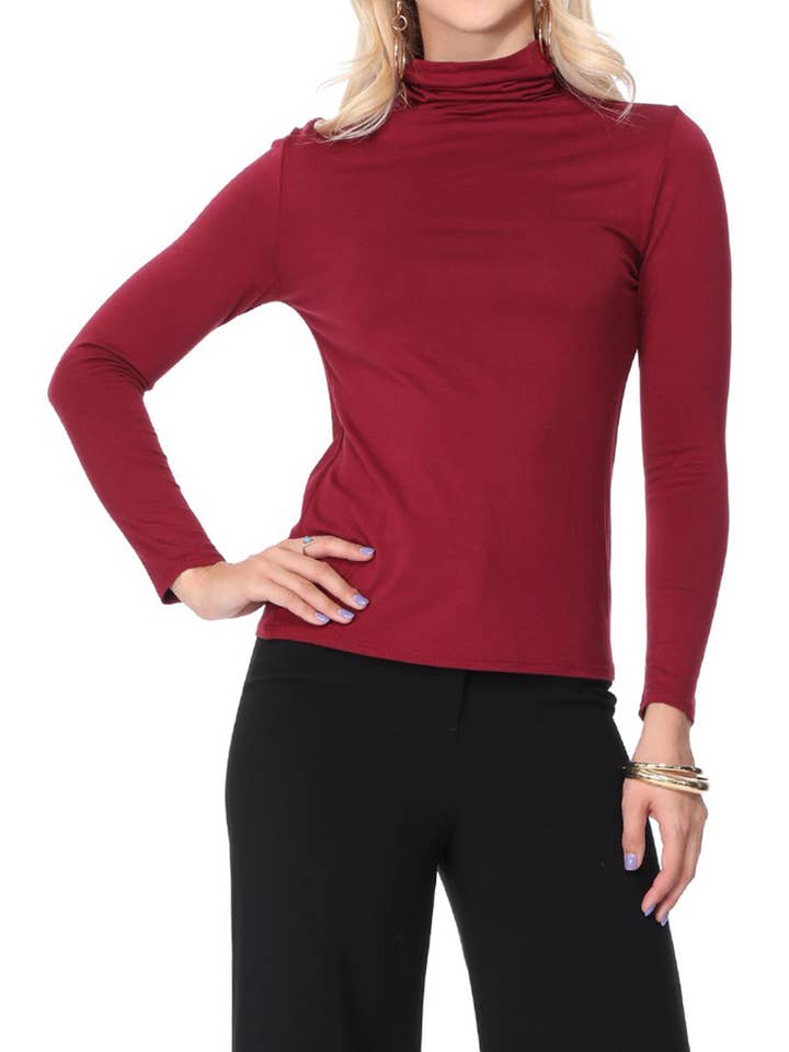 MOA COLLECTION - Wholesale Knit top – Women's - Solid Color Lightweight Mock Neck Turtleneck Sweater Top