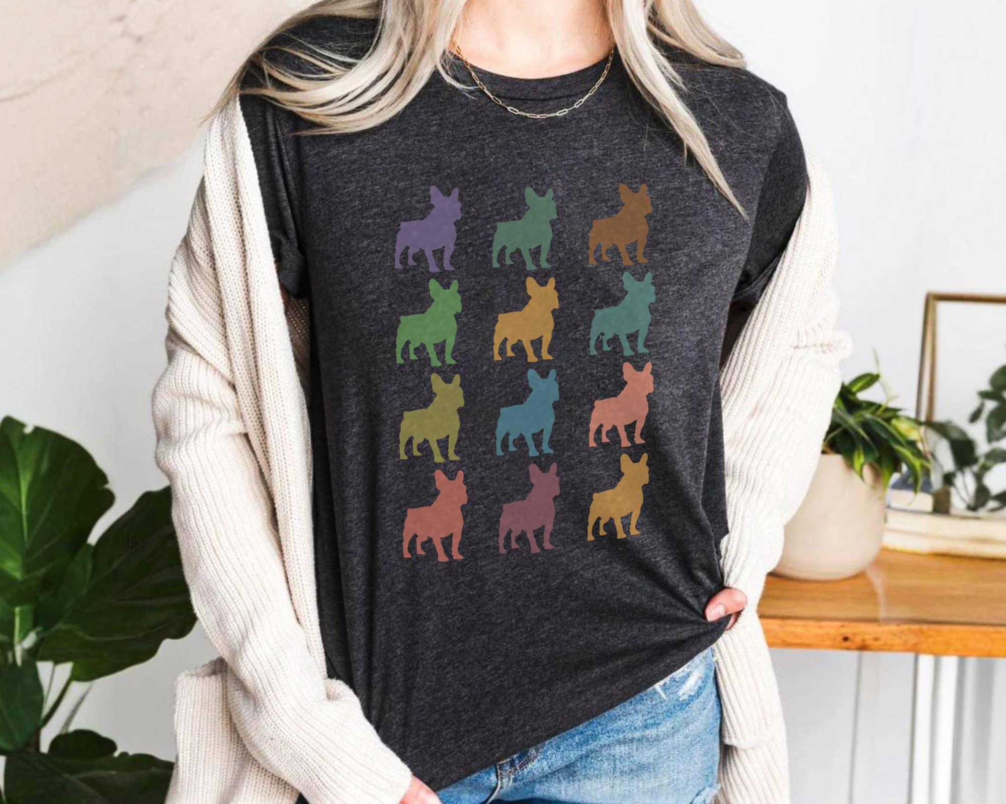 Vivtrek - Wholesale Screen Printed T-Shirt - Women's - French Bulldog Shirt Cute Funny Dog Lover Vintage Tee 5