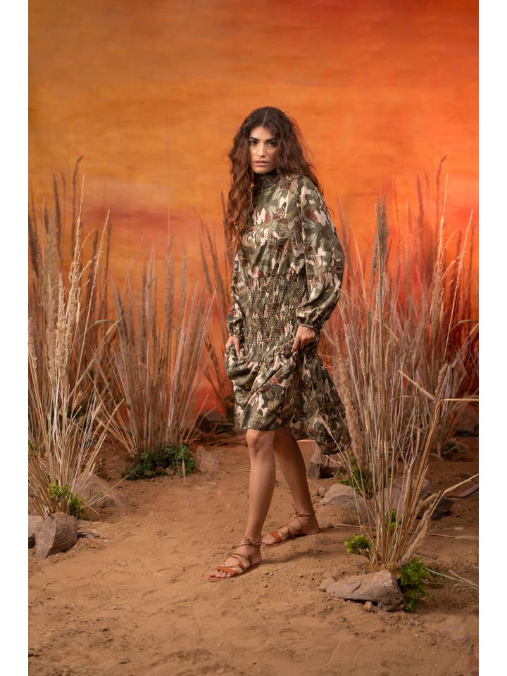 Label Reyya - Wholesale Jurk - Dames - Afro Olive Jungle midi-jurk5