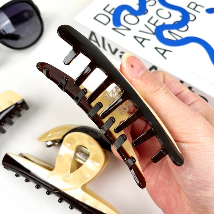 TheDivaSoap - Vendita all'ingrosso Fermaglio per capelli - Donna - Fermaglio per capelli marrone beige semplice in acetato, eleganti fermagli ad artiglio6