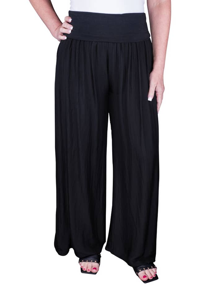 TINA Stephens Italy/Tees By Tina - Wholesale Pants - Women's - Mercedes Foldover Waist Silk Pant (PL203)