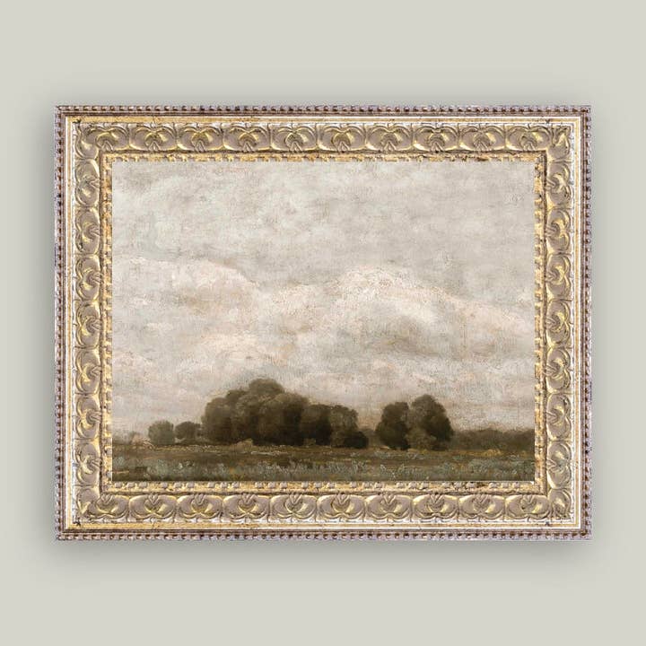 Petal Lane Home – wholesale Väggkonstset – Träd- och molnlandskap inramad antik konst4