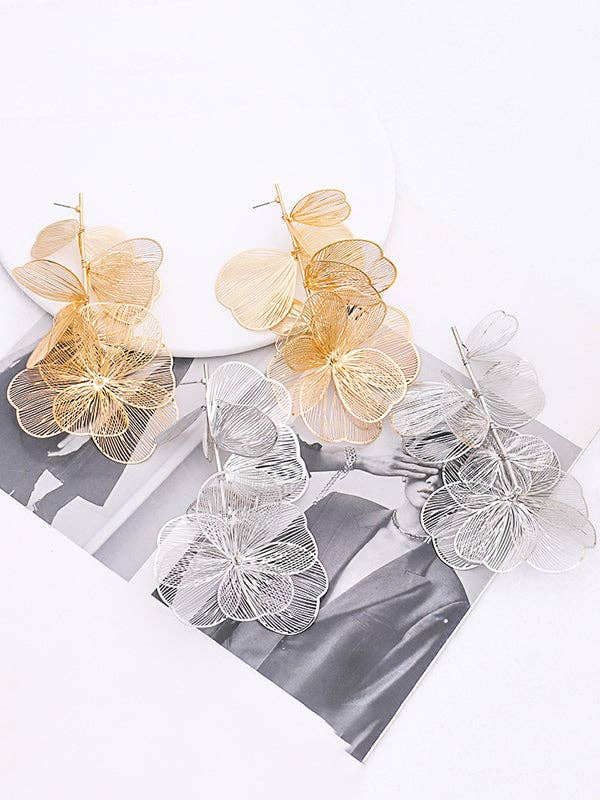 UZ Wholesale Store - Wholesale Dangle Earrings - Solid Color Three-Dimensional Flower Drop Earrings5