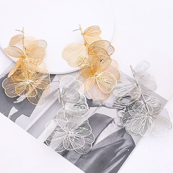 UZ Wholesale Store - Wholesale Dangle Earrings - Solid Color Three-Dimensional Flower Drop Earrings5