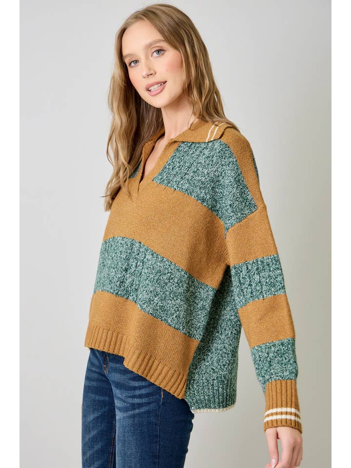 Mystree - Wholesale Knit Sweater - Women's - 60899 V-Neck Multistripe Sweater10