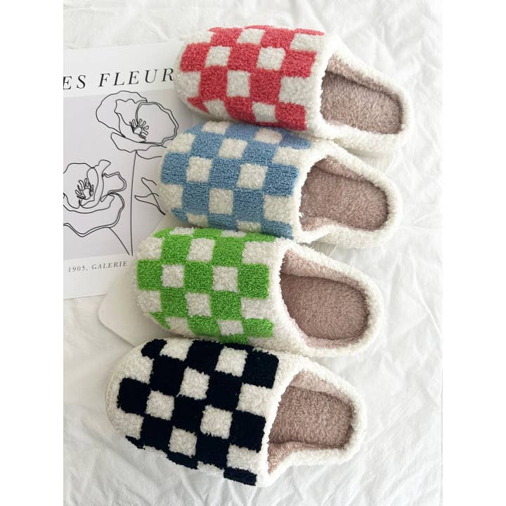 LoveLina - Wholesale Slippers - Women's - Checkered Pattern Cozy Slippers - OBI