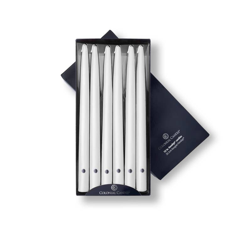 MVP Group International INC - Wholesale Tapered Candle/Candlestick - White Unscented Handipt Taper Colonial Candle, 12 inch