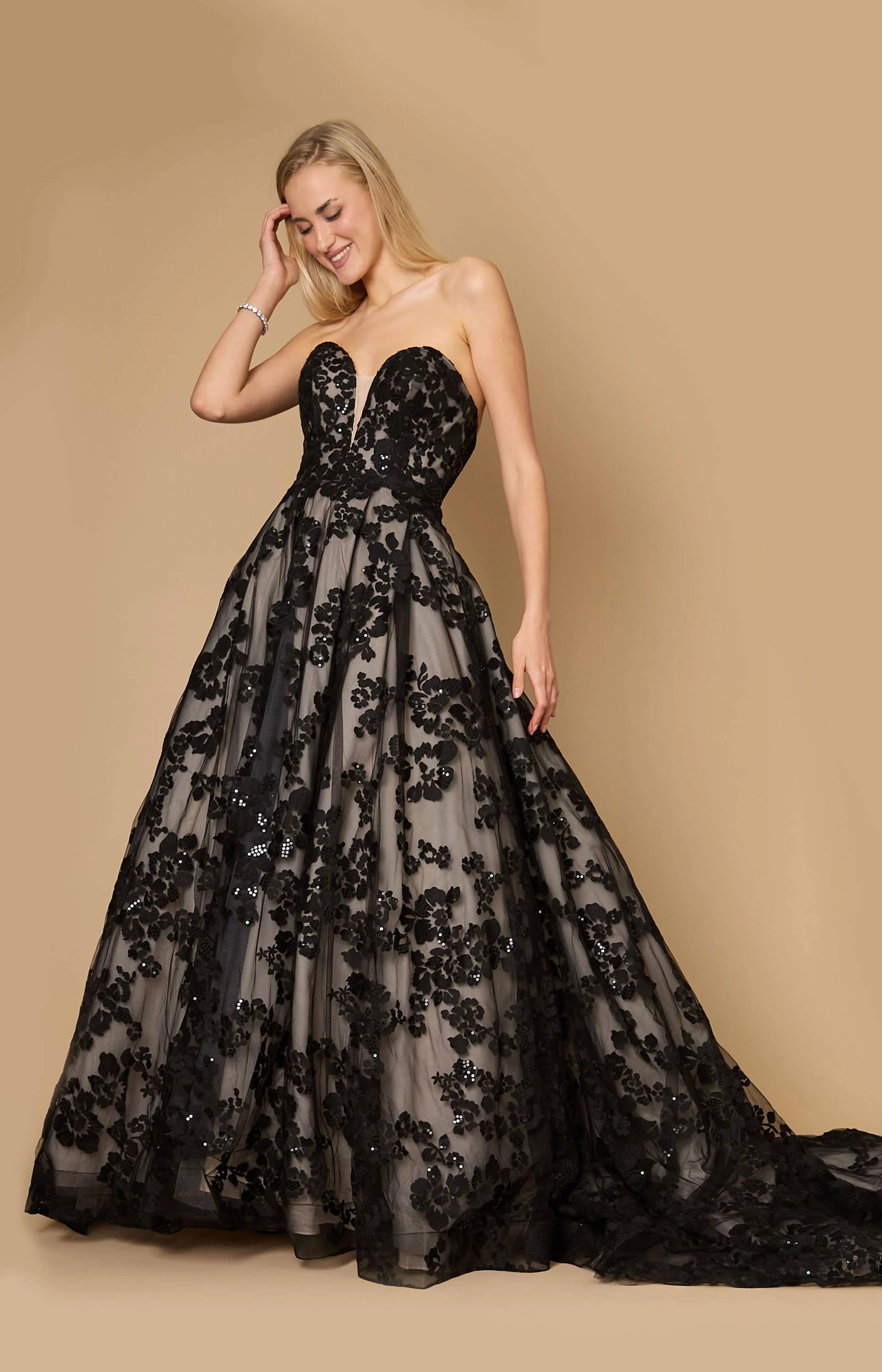 Long Black Tie Formal Couture Ball Gown for wholesale on Faire1