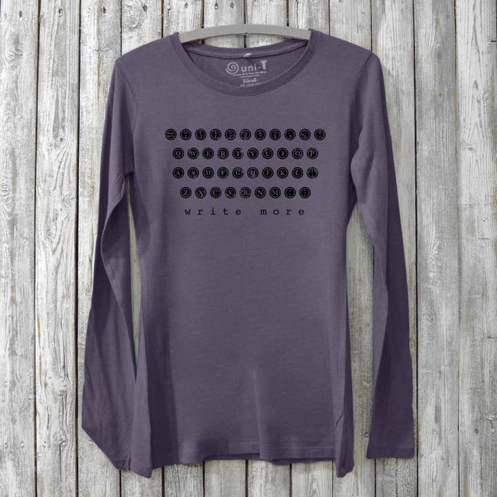 Write More Long Sleeve T-Shirt for Women - Bamboo Organic Cotton Writer's Apparel for wholesale by Uni-T