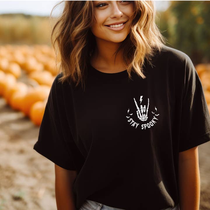 P E T I T R U E - Wholesale Screen Printed T-Shirt - Women's - Halloween Tee T Shirt Stay Spooky3