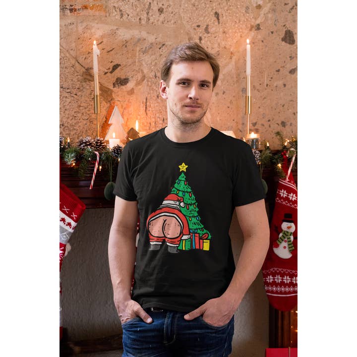 Santa Butt Christmas Unisex T-shirt for wholesale by Into The Desert