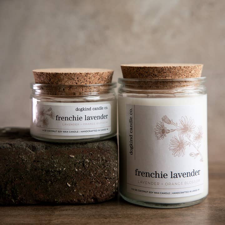 Frenchie Lavender - lavender + orange blossom for wholesale by Dogkind Candle Co