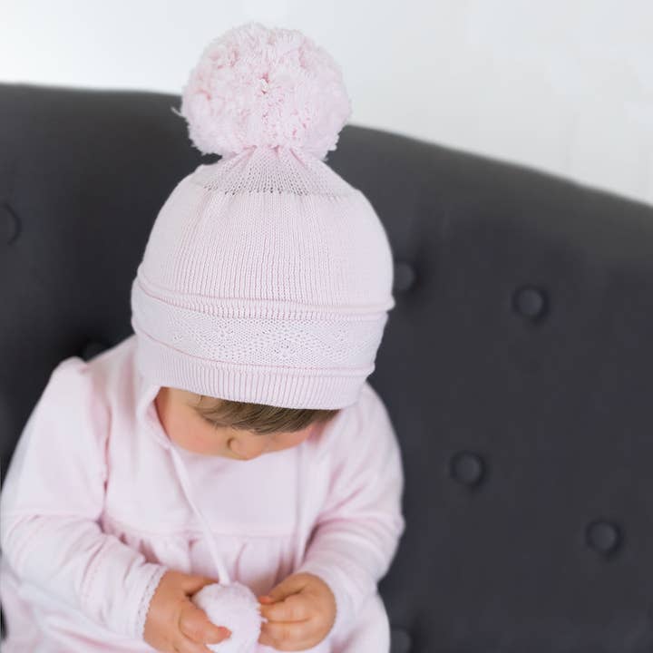 Emile Et Rose – Engroshandel Hue til nyfødte - Baby – Griffin Pink Baby Bobble Hat med øreklapper