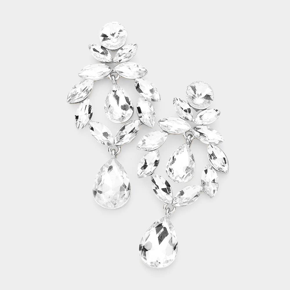 Sensibling Corp. - Wholesale Dangle Earrings - Marquise Stone Cluster Teardrop Link Dangle Evening Earrings1