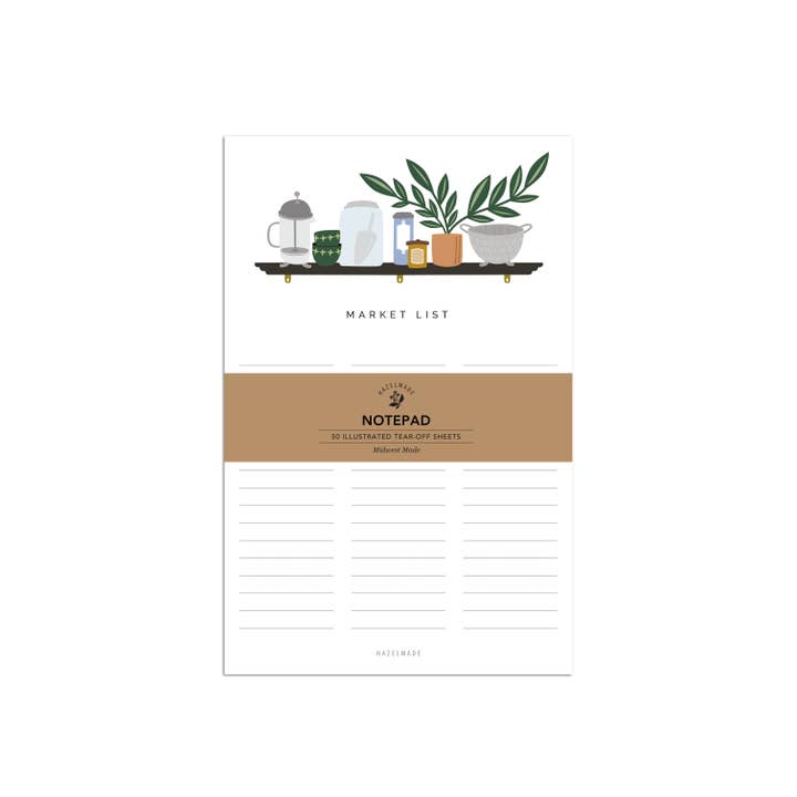 HAZELMADE Tea Towels + Gifts - Wholesale Notepad - "Market List" Kitchen Shelf Notepad / Large / 5.5" x 8.5"2