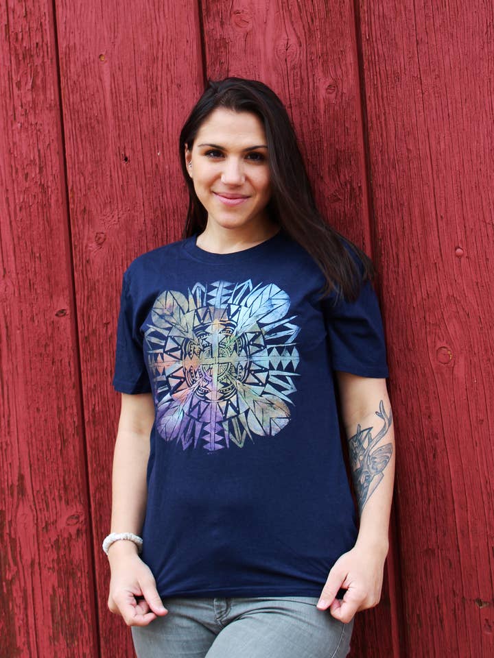 Camiseta de bambú pintada a mano para venta al por mayor de Third Wolf Designs