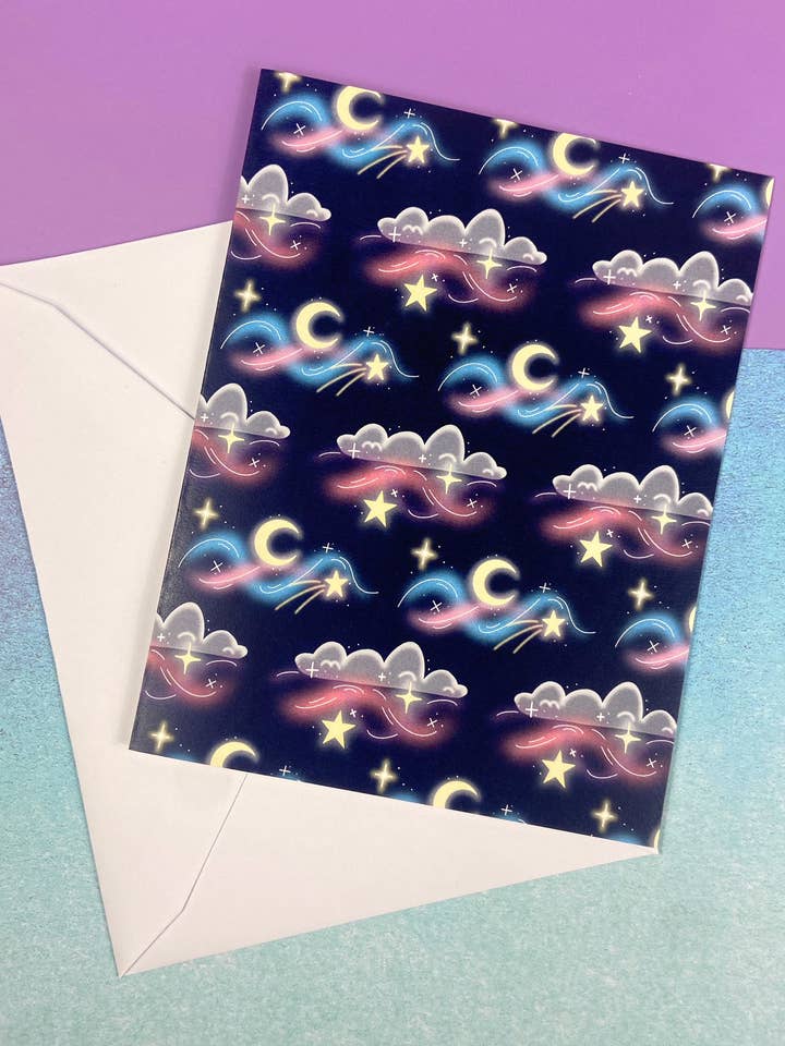 Cartão de saudação Star Cosmic Galaxy Cloud Sun Stars por atacado de Made Line Designs