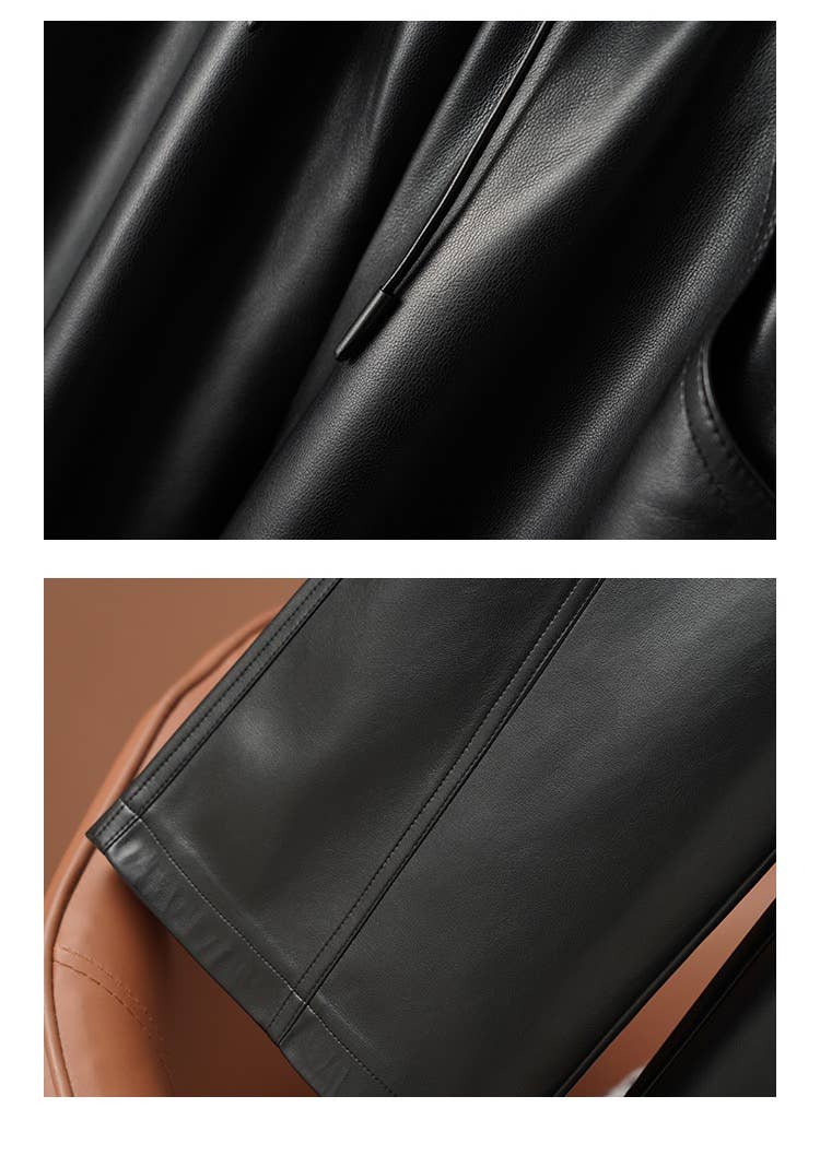 Schwarz PT29Y Herbst High-Waist PU-Leder Weitbein-Hose für Damen für den Großhandel auf Faire4