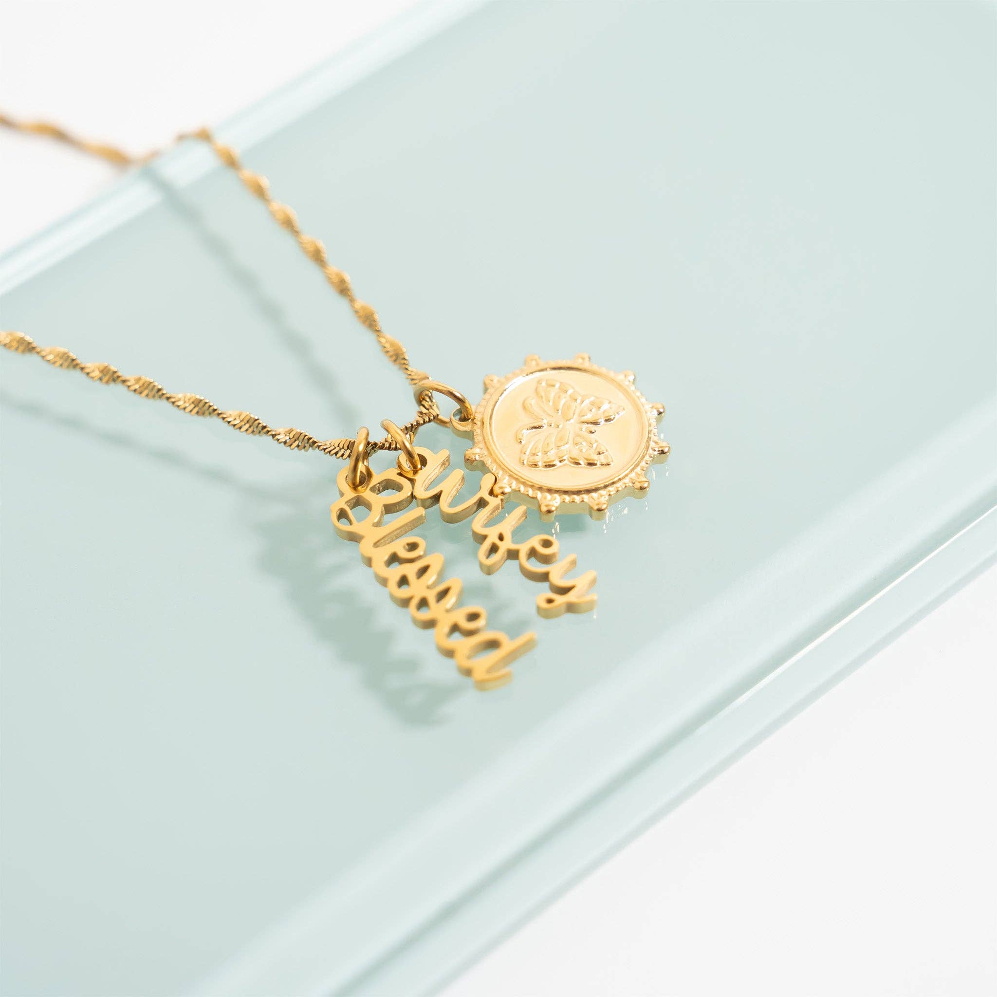 WJW - Wholesale Individual Charm/Pendant - 18K Gold PVD Stainless Steel Butterfly Pendant / PDL02977