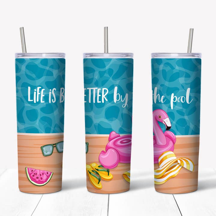 Copo Life Is Better à beira da piscina de 20 onças por atacado de Perfectly Diverse Trendz, LLC