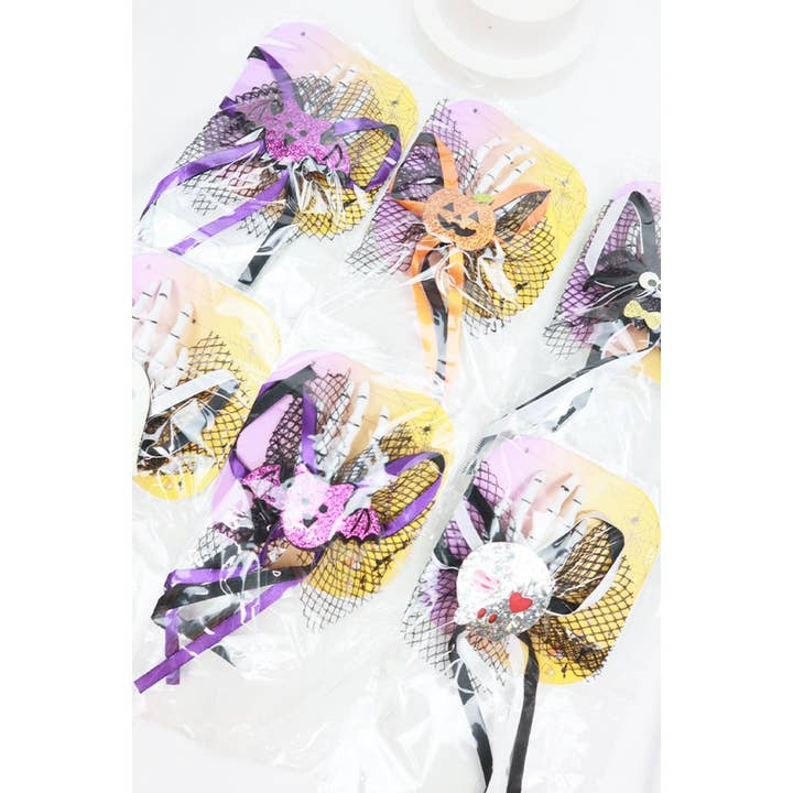 MIX COLOR Halloween Mesh Bow Skeleton Hand Hair Clip for wholesale on Faire