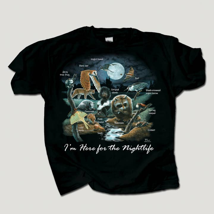 Jeg er her for nattelivet 100% HW bomuld voksen T-shirt for engroshandel hos Atlas Screen Printing