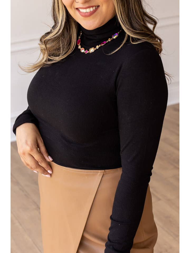 The Georgina Fitted Turtleneck, Black for wholesale on Faire3