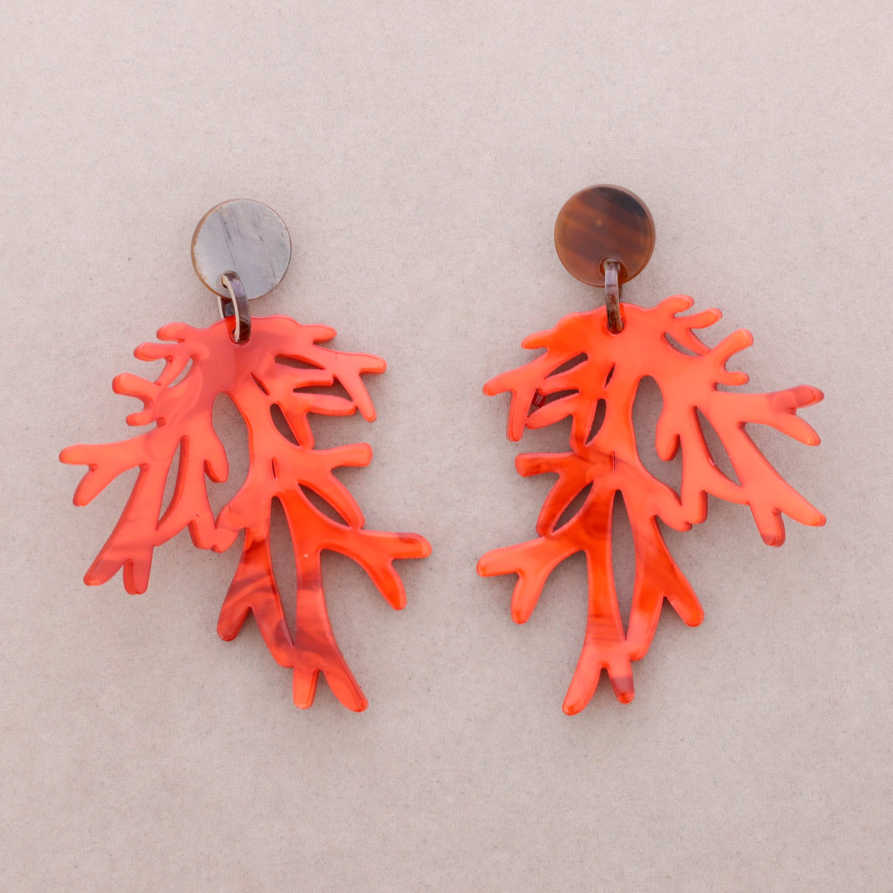 Sonata - Wholesale Snap Jewelry - Coral Resin Earrings1
