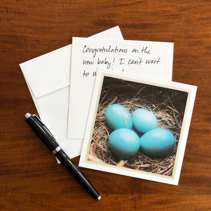 Blue Eggs Blank Greeting Card for wholesale by Whispered Light Greeting Cards
